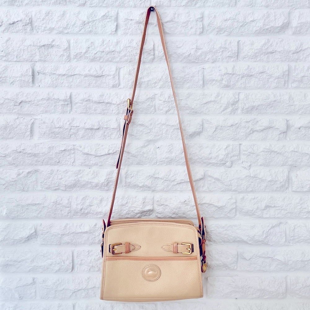 Dooney & Bourke Beige Leather Crossbody Bag with Gold Hardware